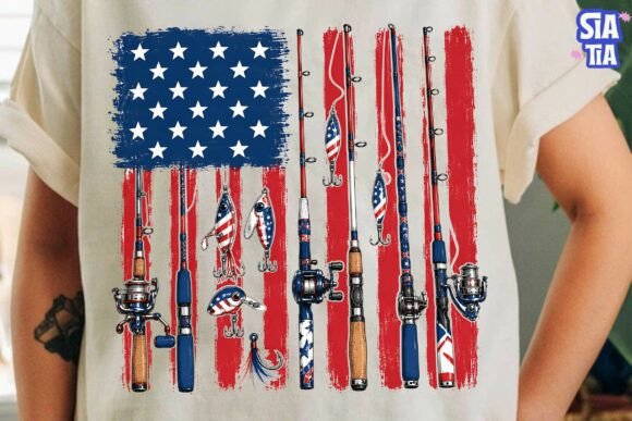 Download Fishing Rod American Flag PNG Clipart - Fish Collection