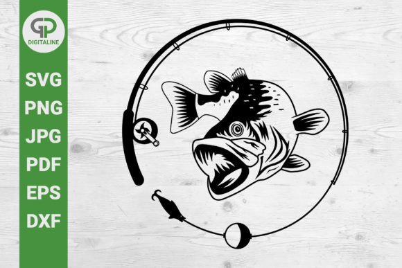 Download Bass SVG Circle Fishing Rod SVG - Fish Collection