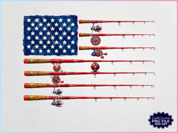 Download Patriotic Fishing Rod USA Flag PNG - Fish Collection