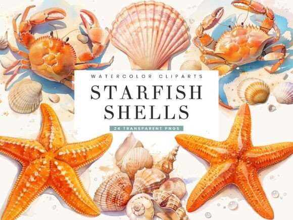 Download Watercolor Starfish Clipart Bundle - Fish Collection