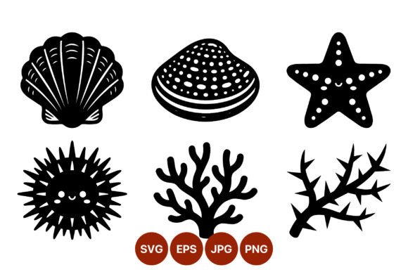 Download Cute Sea Shell and Starfish Vector Icons - Fish Collection
