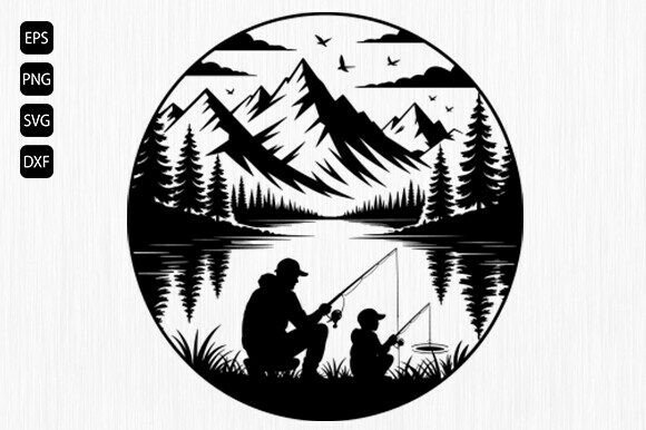 Download Father and Son Fishing Svg, Fishing Svg - Fish Collection