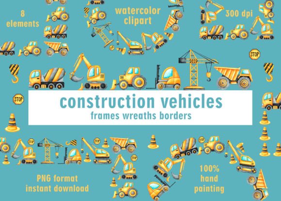 Download Construction Vehicles Frames, Wreaths. - Wreaths Collection
