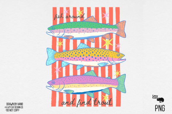 Download Summer Trout Fish Preppy Hand Drawn PNG - Fish Collection