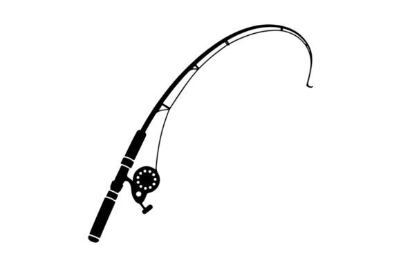 Download Fishing Rod with Reel and Line Isolated - Fish Collection