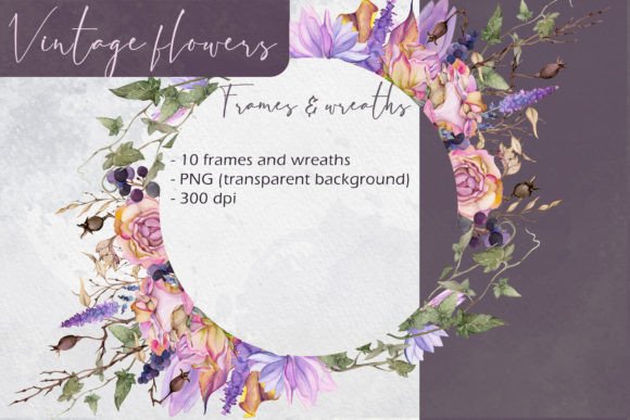 Download Vintage Flowers: Frames and Wreaths - Premium Bundle