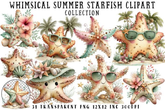 Download Whimsical Summer Starfish Clipart - Fish Collection