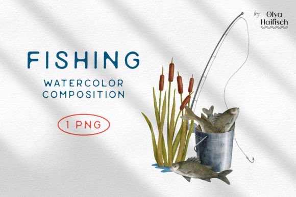 Download Watercolor Fishing Rod, Fish PNG Clipart - Fish Collection