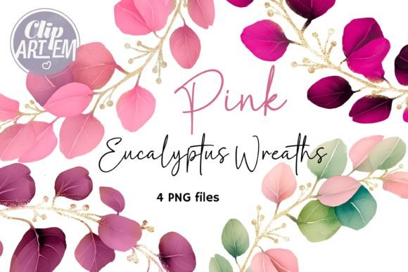 Download Pink Green Eucalyptus 4 Wreaths ClipArt - Premium Bundle
