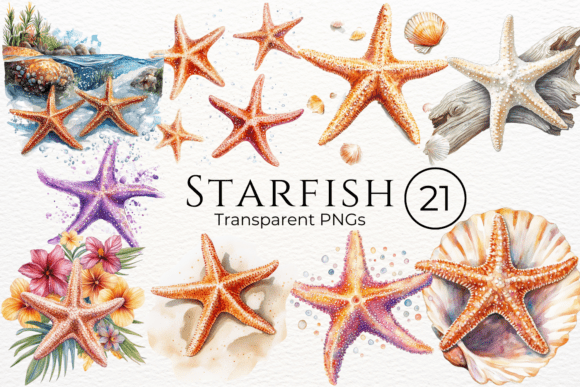 Download Starfish Watercolor Cliparts - Fish Collection